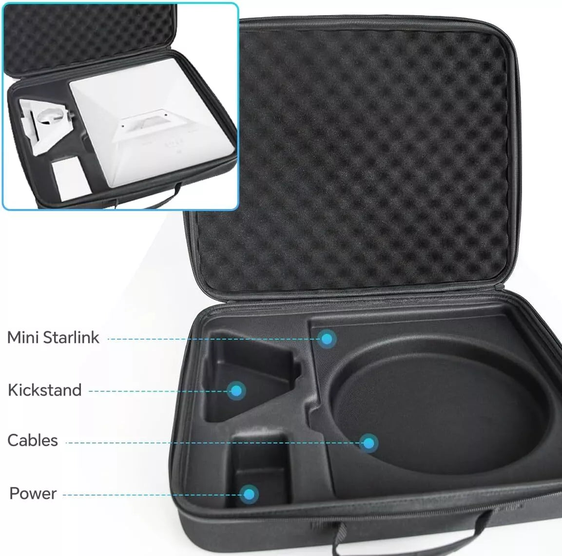 Water Proof Travel Case for Starlink Mini Dish Kickstand and Satellite Accessories - Shock-Resistant